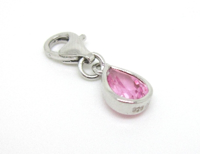 Charm Tropfen rosa Silber